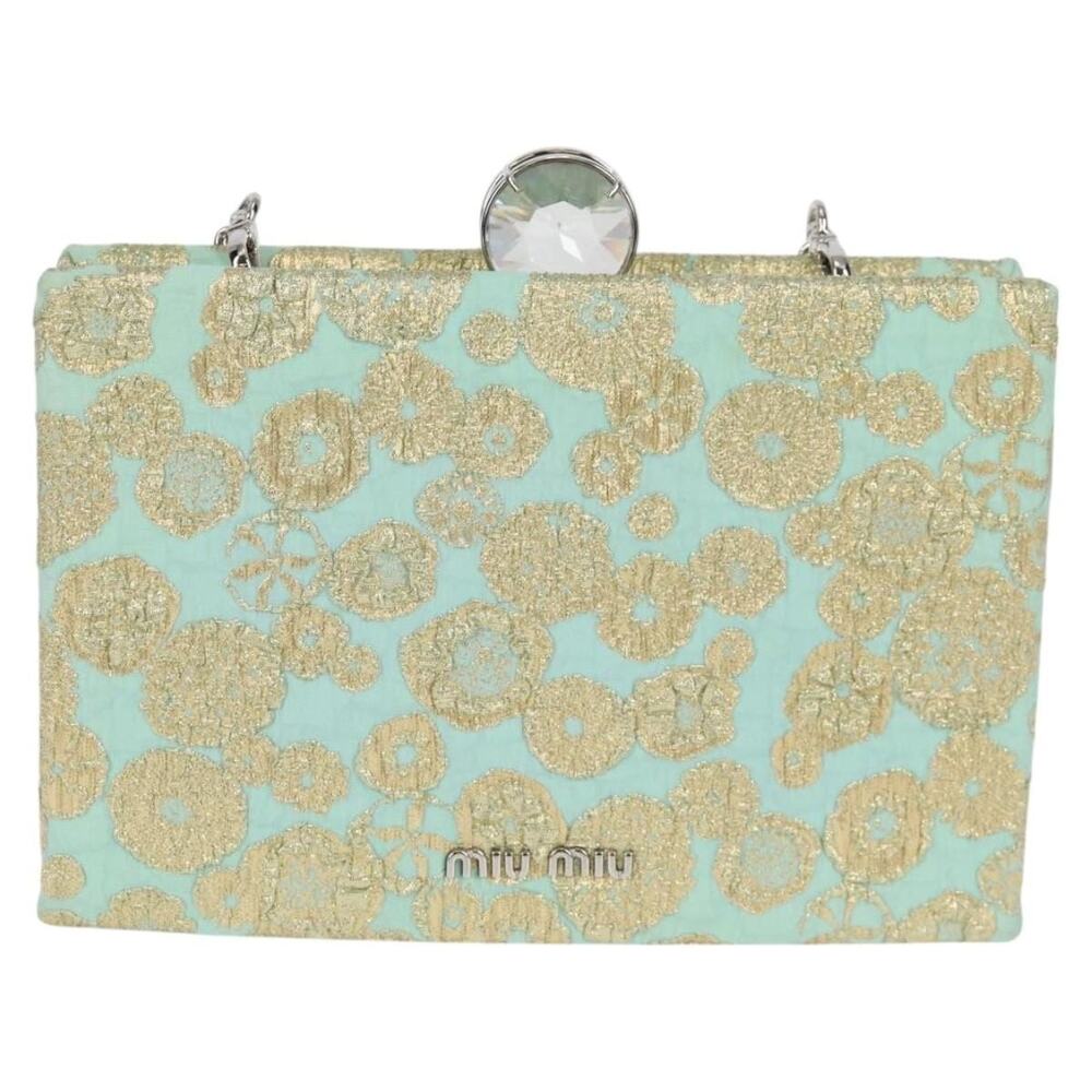 Miu Miu Cotton Chain Shoulder Bag Light Blue